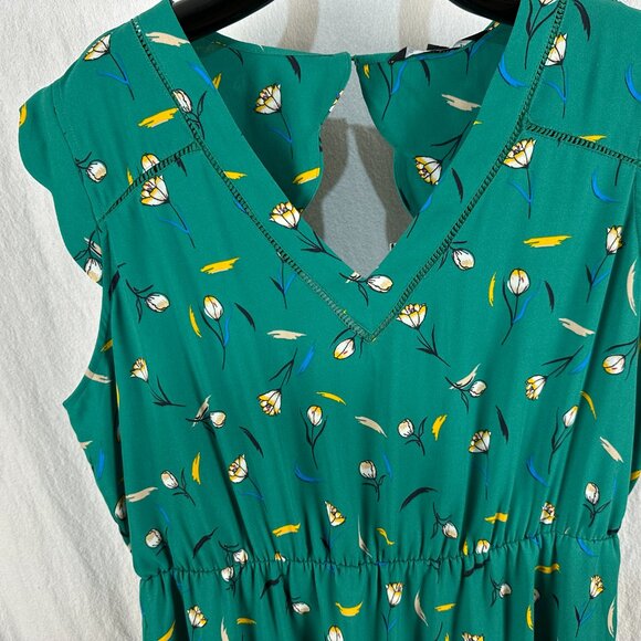 41 Hawthorn Stitch Fix Dress Womens Petite XL Green Floral Midnight Scallop NWT - Picture 3 of 8